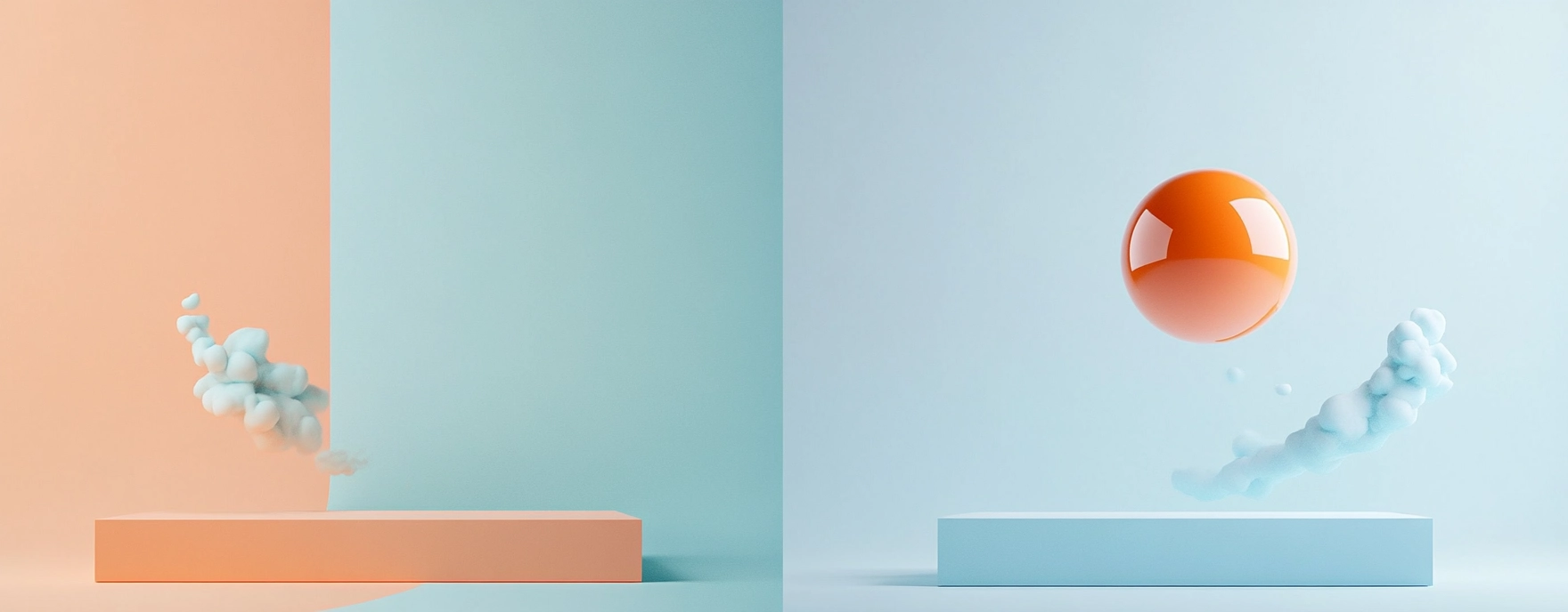 AI graphic design mockup hero – split comparison scene