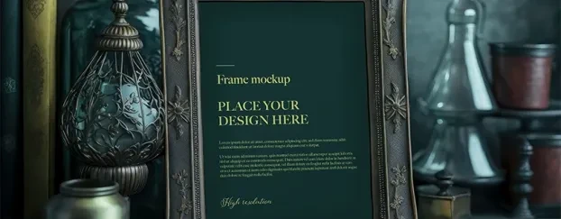 Free Dark and Moody Poster Frame Mockups for Fantasy and Candlelit Scenes